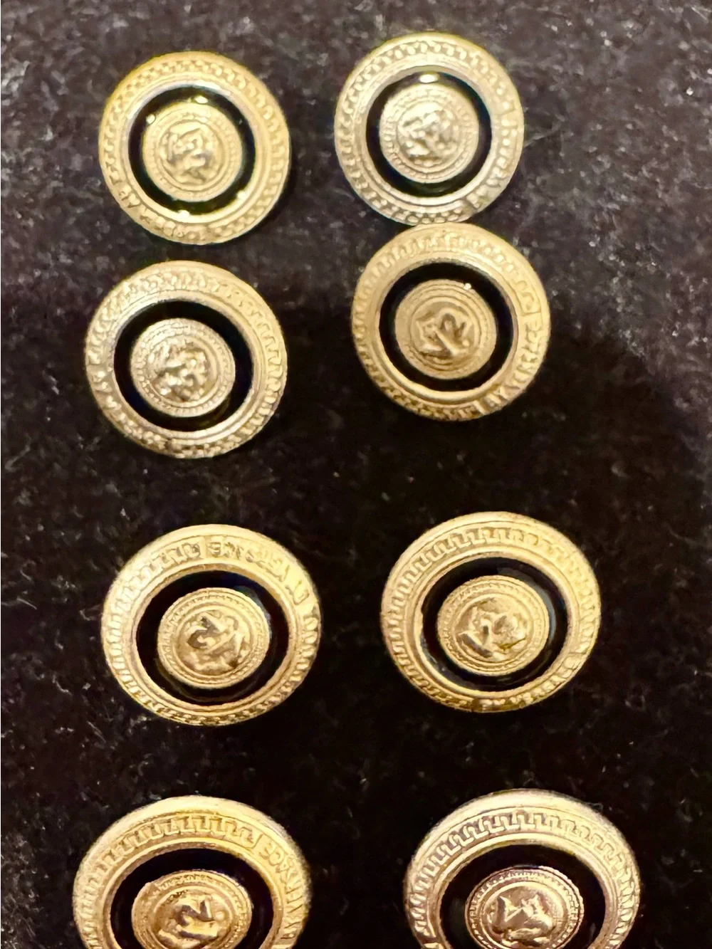 V2 Versace Gold and Black Men’s Decorative Jacket Buttons - Set of 8